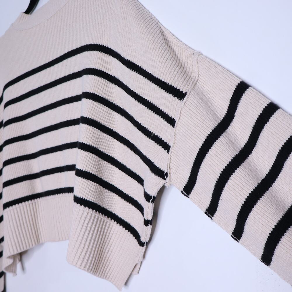 FREE PEOPLE Stripe Easy Street Crop Sweater NWT Pearl Combo Pullover Women's M - Picture 12 of 12
